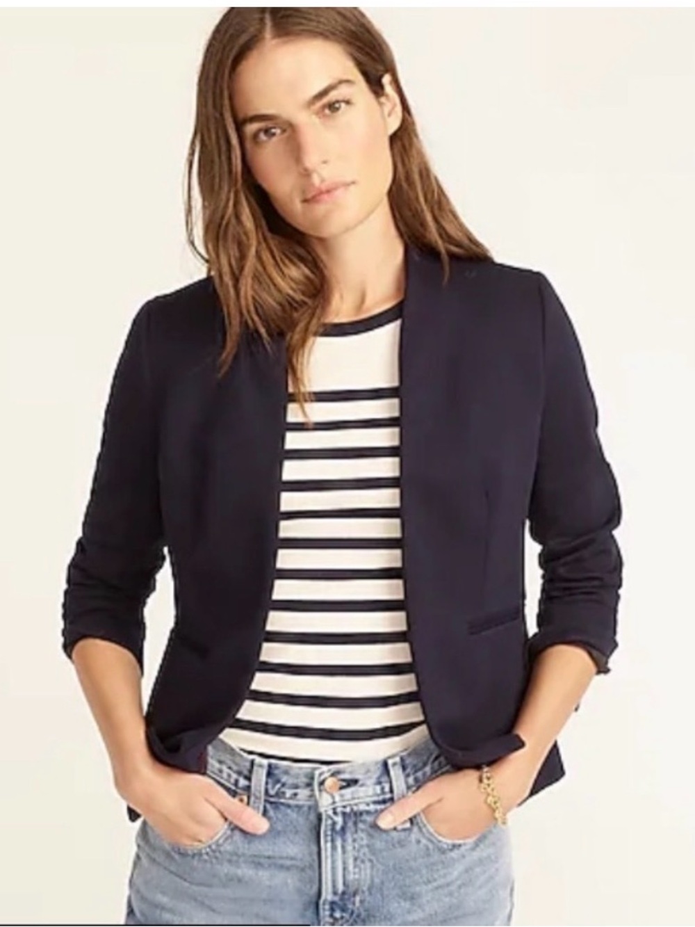 J. Crew women’s Navy collarless Open-Front going-out Blazer- size 10
